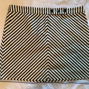 Black and White Striped Mini Skirt